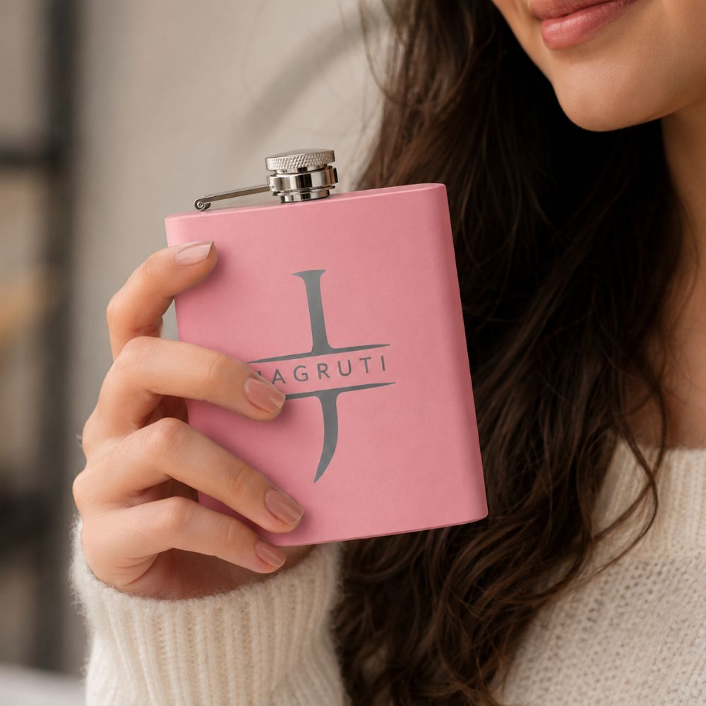 Stainless Steel Alcohol Flask for Women - Personalized 8oz Pink Hip Flask