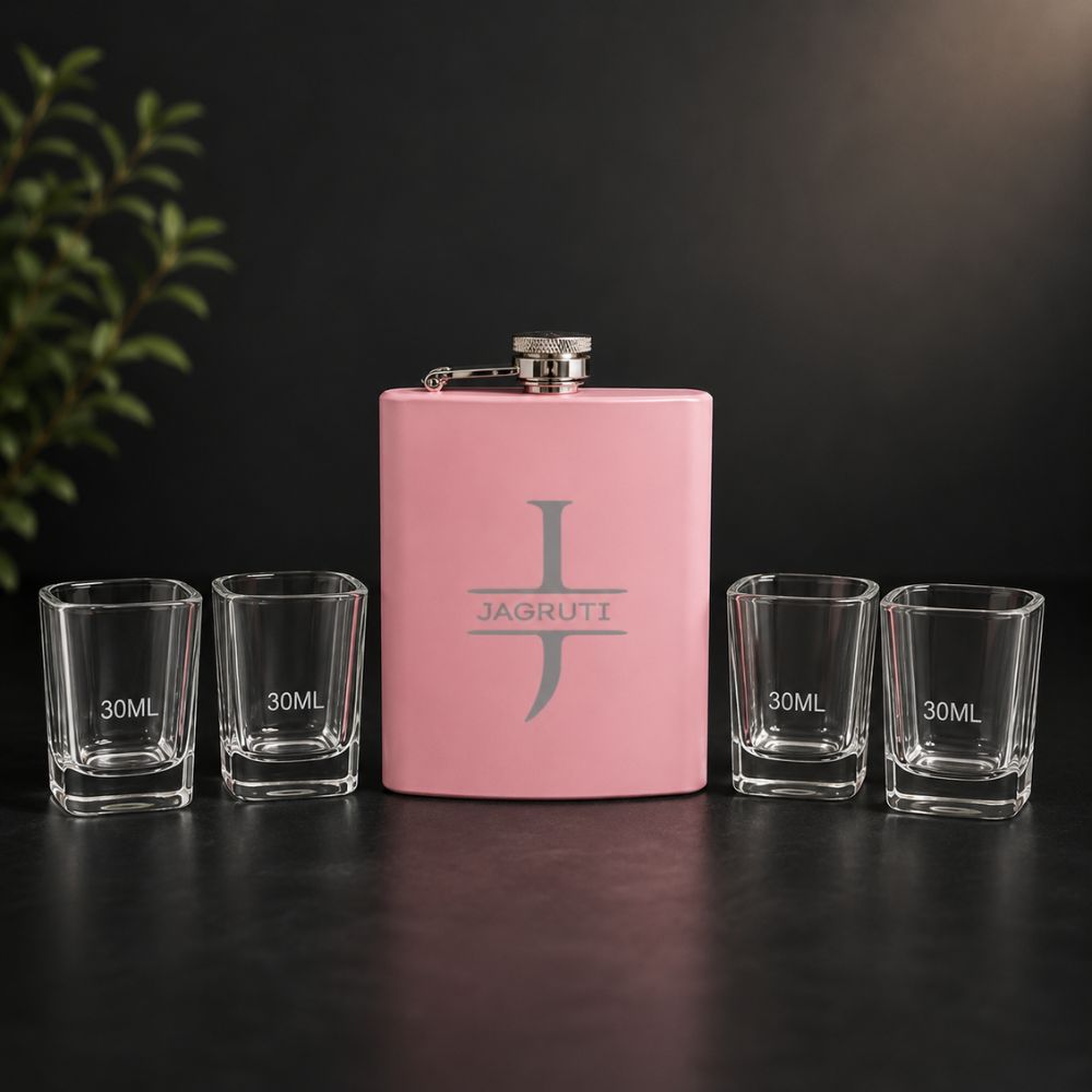 Stainless Steel Alcohol Flask for Women - Personalized 8oz Pink Hip Flask