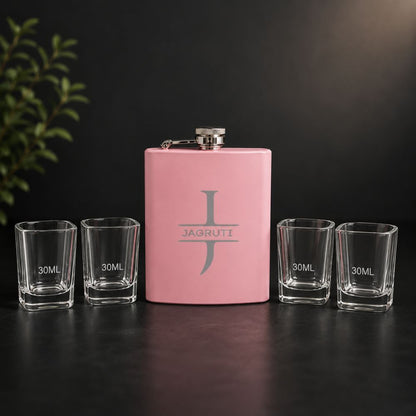 Stainless Steel Alcohol Flask for Women - Personalized 8oz Pink Hip Flask