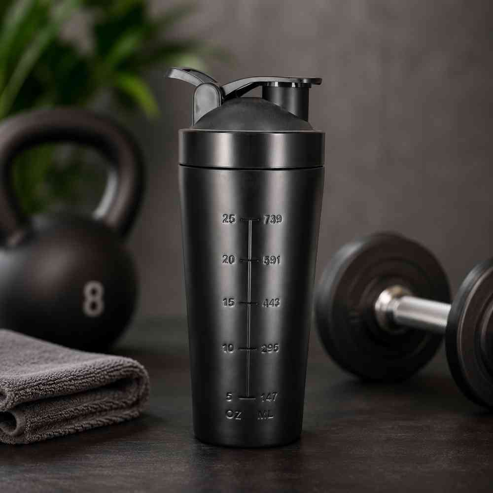 Personalised Gym Shaker Bottle for Protein Shakes Stainless Steel Mixer with Whisk Ball