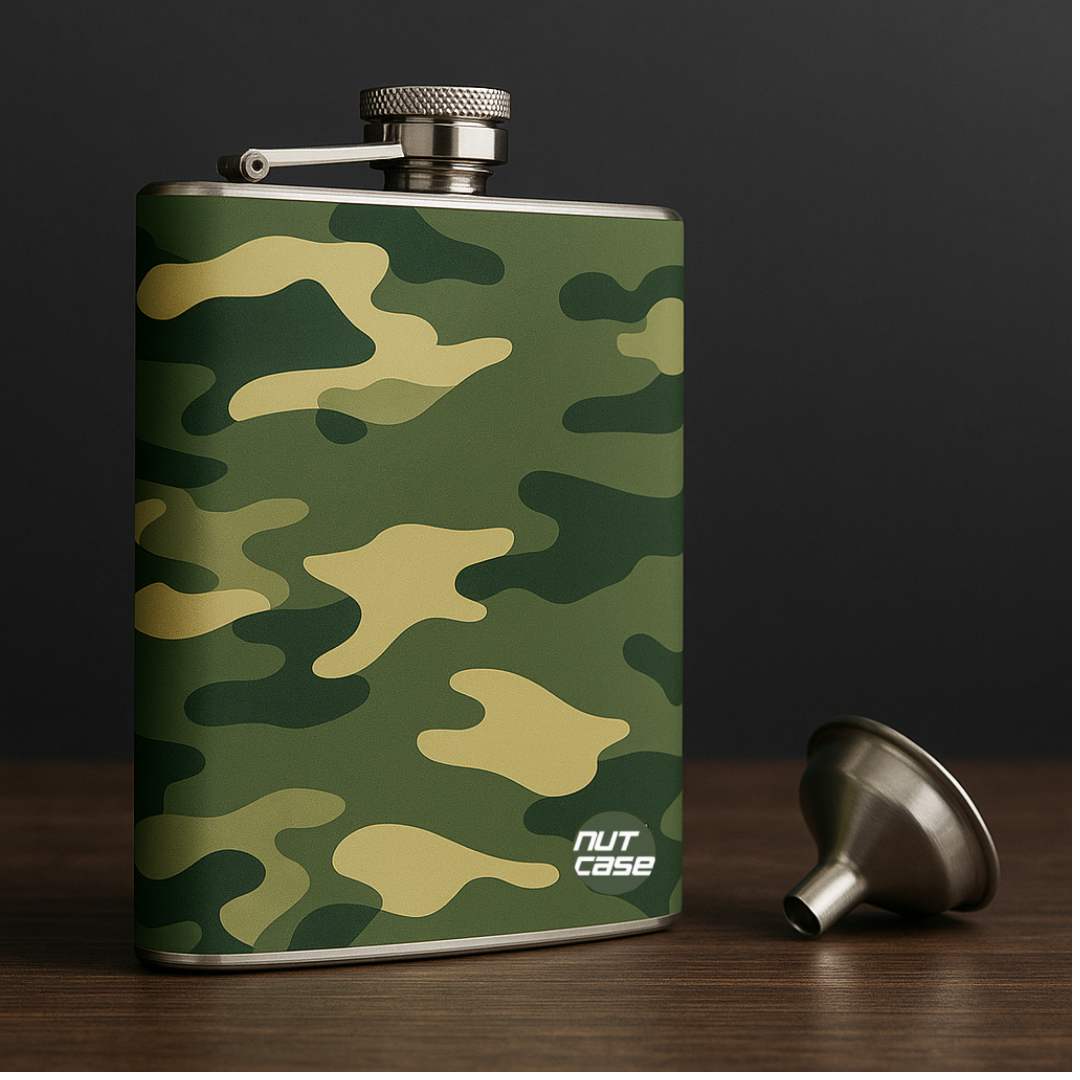 Designer Hip Flask - Military Army Camo