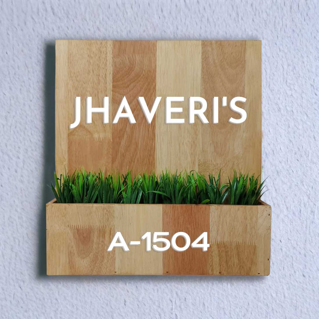 Wooden Name Plates for Home with Planter-3D Raised Fonts & Artificial Greens Included