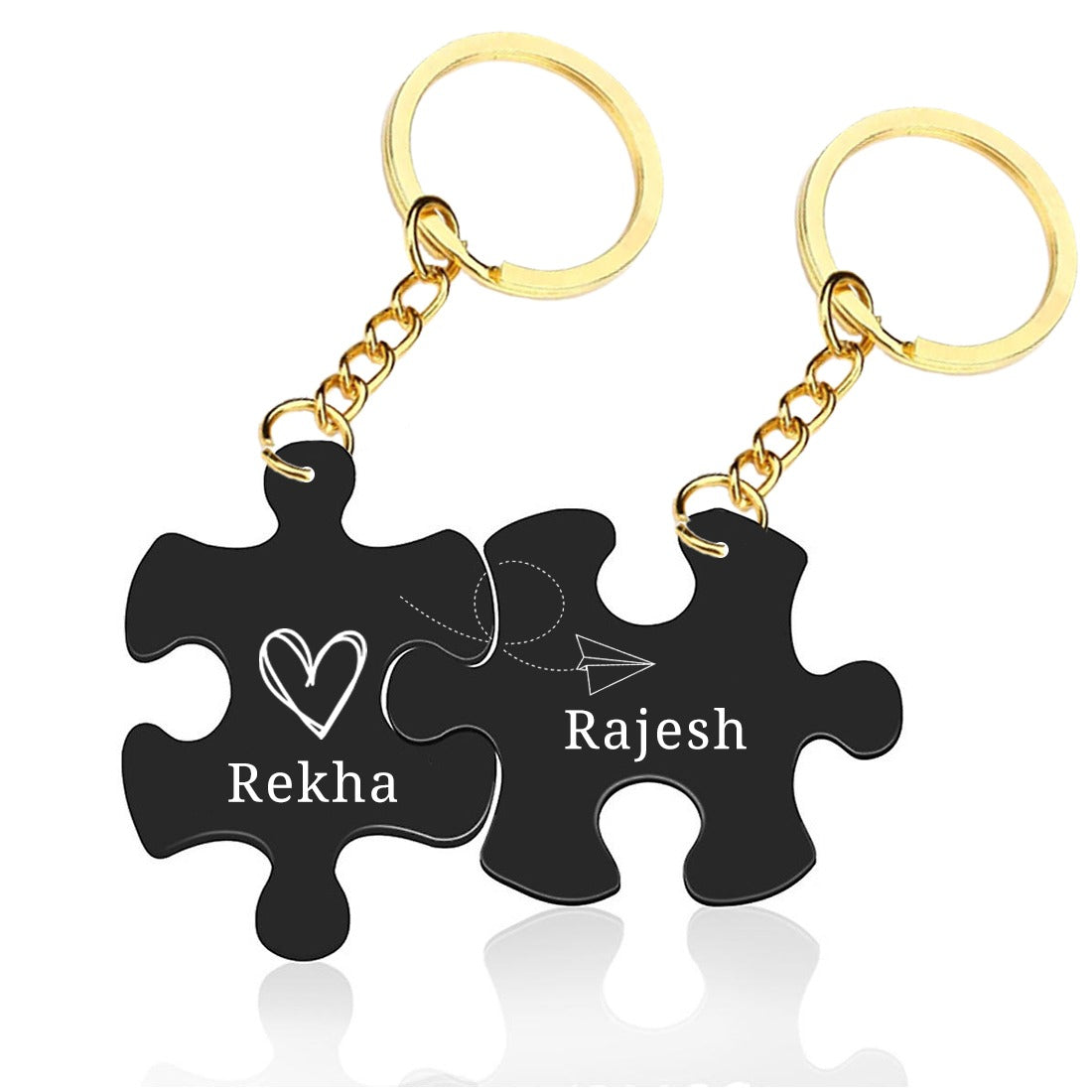 Personalized Name Keychain for Couples Add Your Text Set of 2