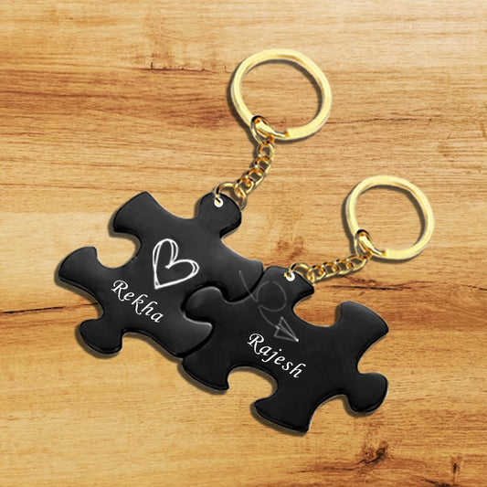 Personalized Name Keychain for Couples Add Your Text Set of 2