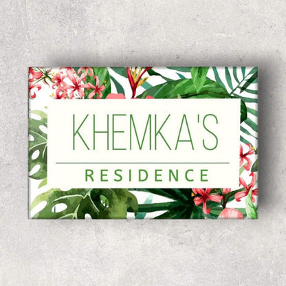 Beautiful Custom Door Name Plate - Tropical Paradise