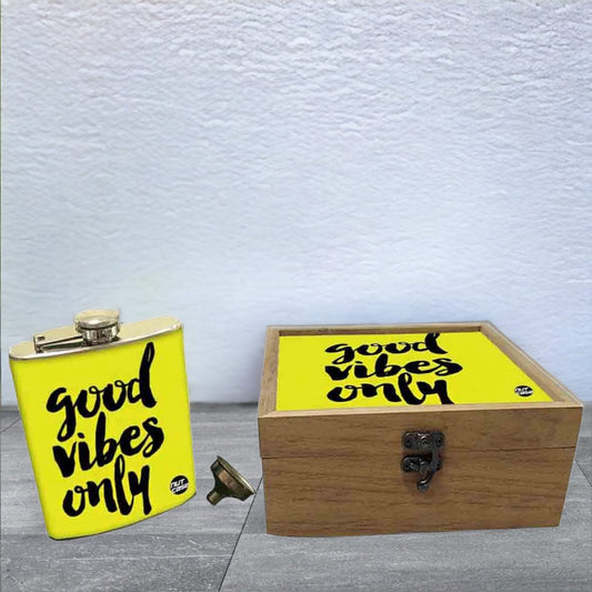 Hip Flask Gift Box -Good Vibes Only