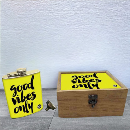 Hip Flask Gift Box -Good Vibes Only