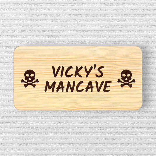 Funny Door Signs for Home Personalized Wooden Nameplate - Man Cave