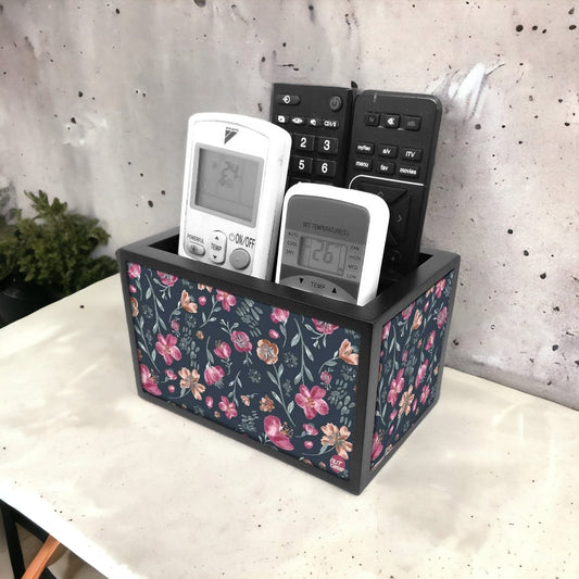 Organizer For TV AC Remotes -Cute Baby Floral Art Gray