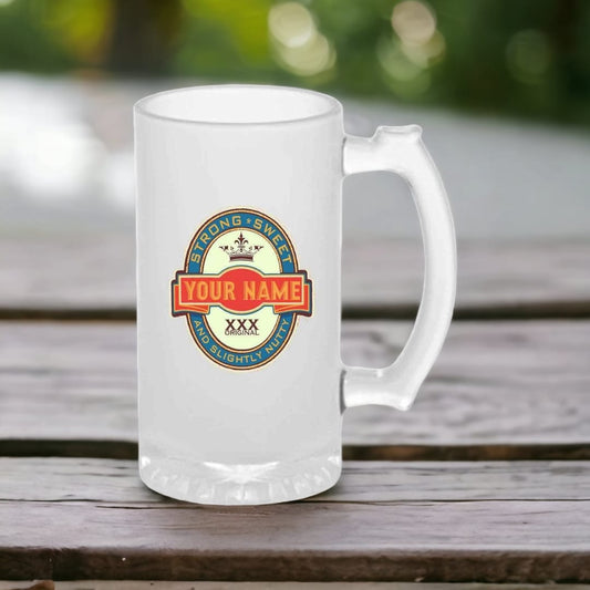 Personalized Beer Mug Glass- 473 ML  - Add Your Name - BEER BOTTLE LABEL