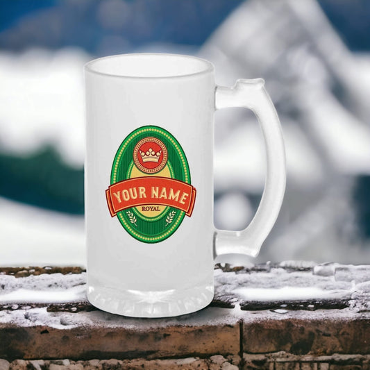 Custom Beer Mug Glass- 473 ML - Add Your Name -  BEER LABEL VINTAGE