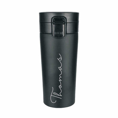 Personalized Travel Coffee Flask Sipper With Name Engraved  - Calligraphy 380ML