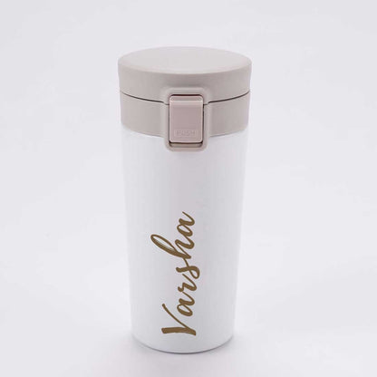 Personalized Travel Coffee Flask Sipper With Name Engraved  - Calligraphy 380ML