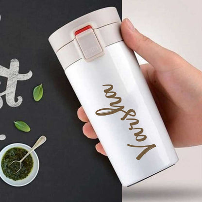 Personalized Travel Coffee Flask Sipper With Name Engraved  Calligraphy