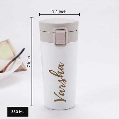 Personalized Travel Coffee Flask Sipper With Name Engraved  - Calligraphy 380ML