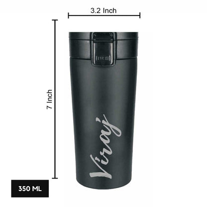 Personalized Travel Coffee Flask Sipper With Name Engraved  - Calligraphy 380ML