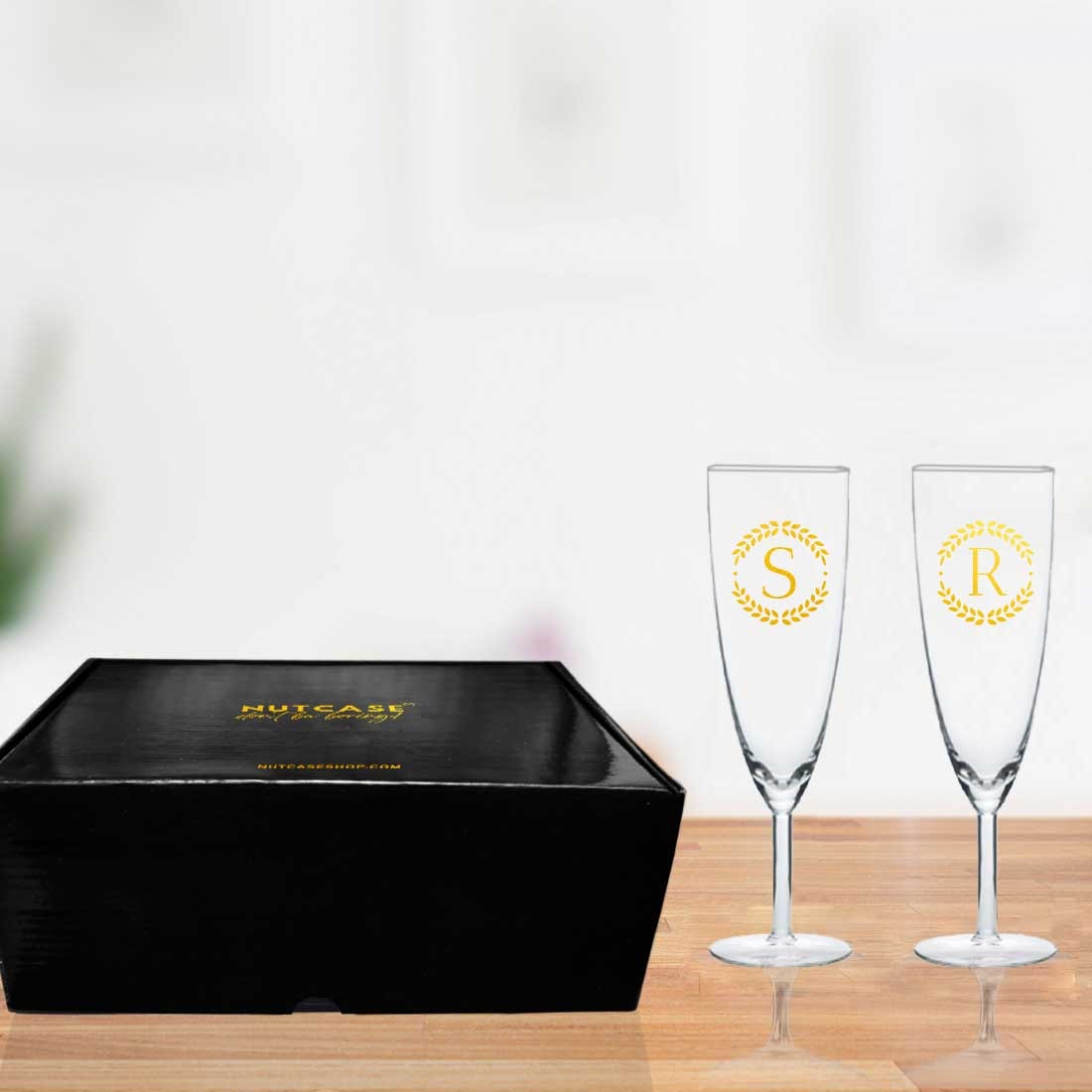 Custom Champagne Flute Glass Personalized Mimosa glasses - Monograms Elegant