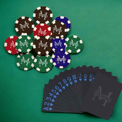 Personalized Playing Cards and Poker Playing Set-2 Deck of Non-Tearable Playing Cards and 100/200/300 Chips in 5 Color