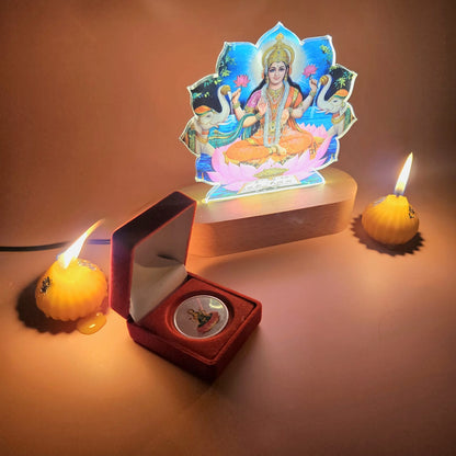 Goddess Laxmi  LED God Lamp With Modak Candles - Diwali Gifts For Employees