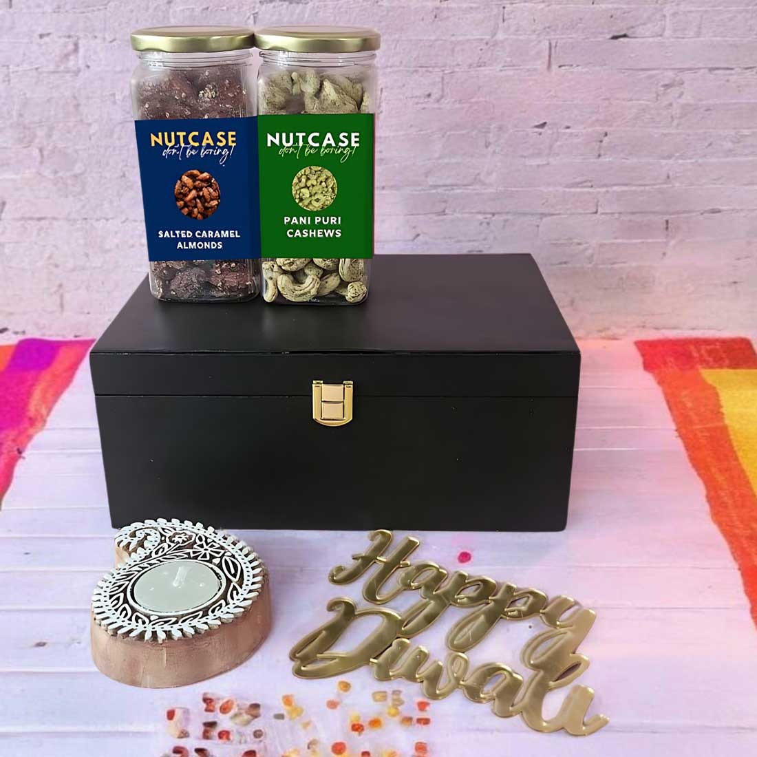 Nutcase Diwali Gift Box With Flavored Dry Fruits and Festive Candle