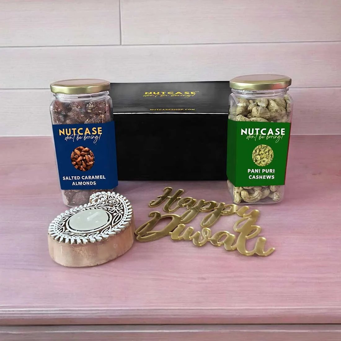 Nutcase Diwali Gift Box With Flavored Dry Fruits and Festive Candle