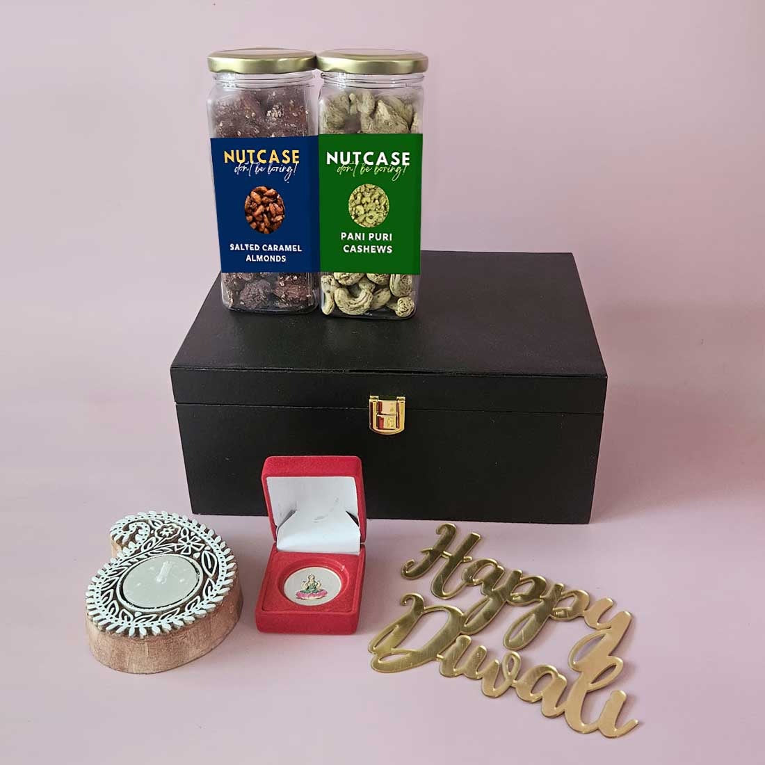 Nutcase Diwali Gift Box With Flavored Dry Fruits and Festive Candle