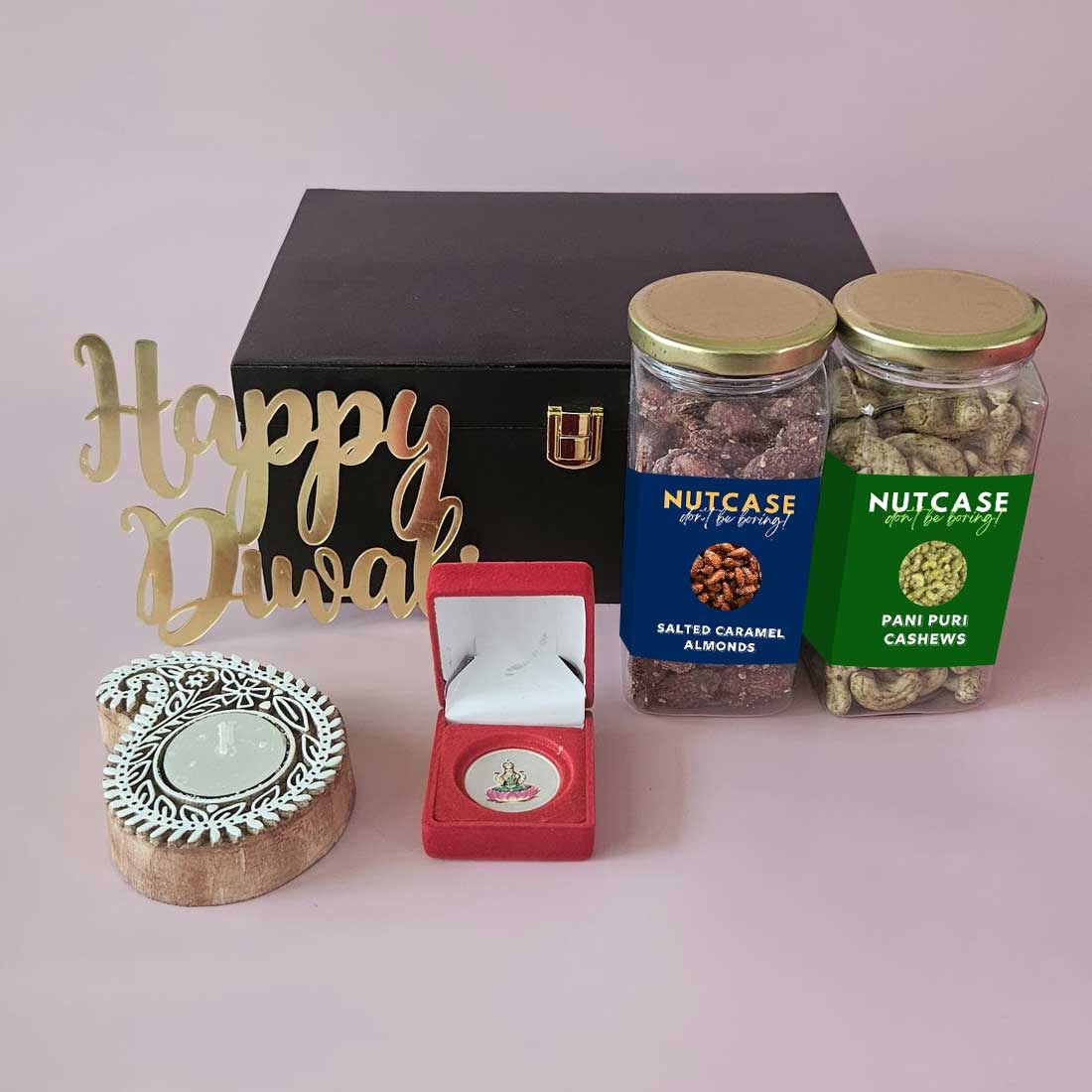 Nutcase Diwali Gift Box With Flavored Dry Fruits and Festive Candle