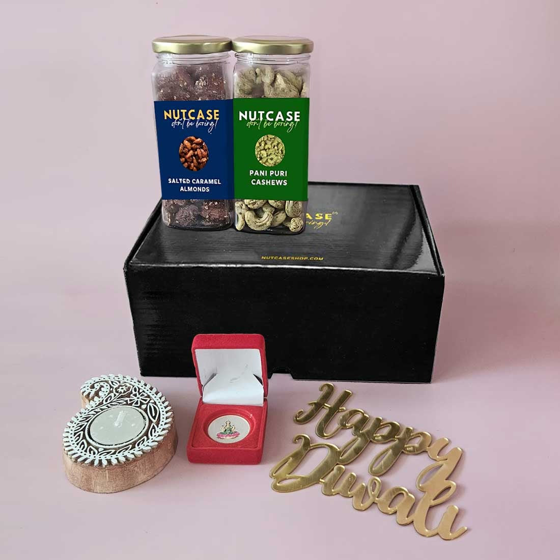 Nutcase Diwali Gift Box With Flavored Dry Fruits and Festive Candle