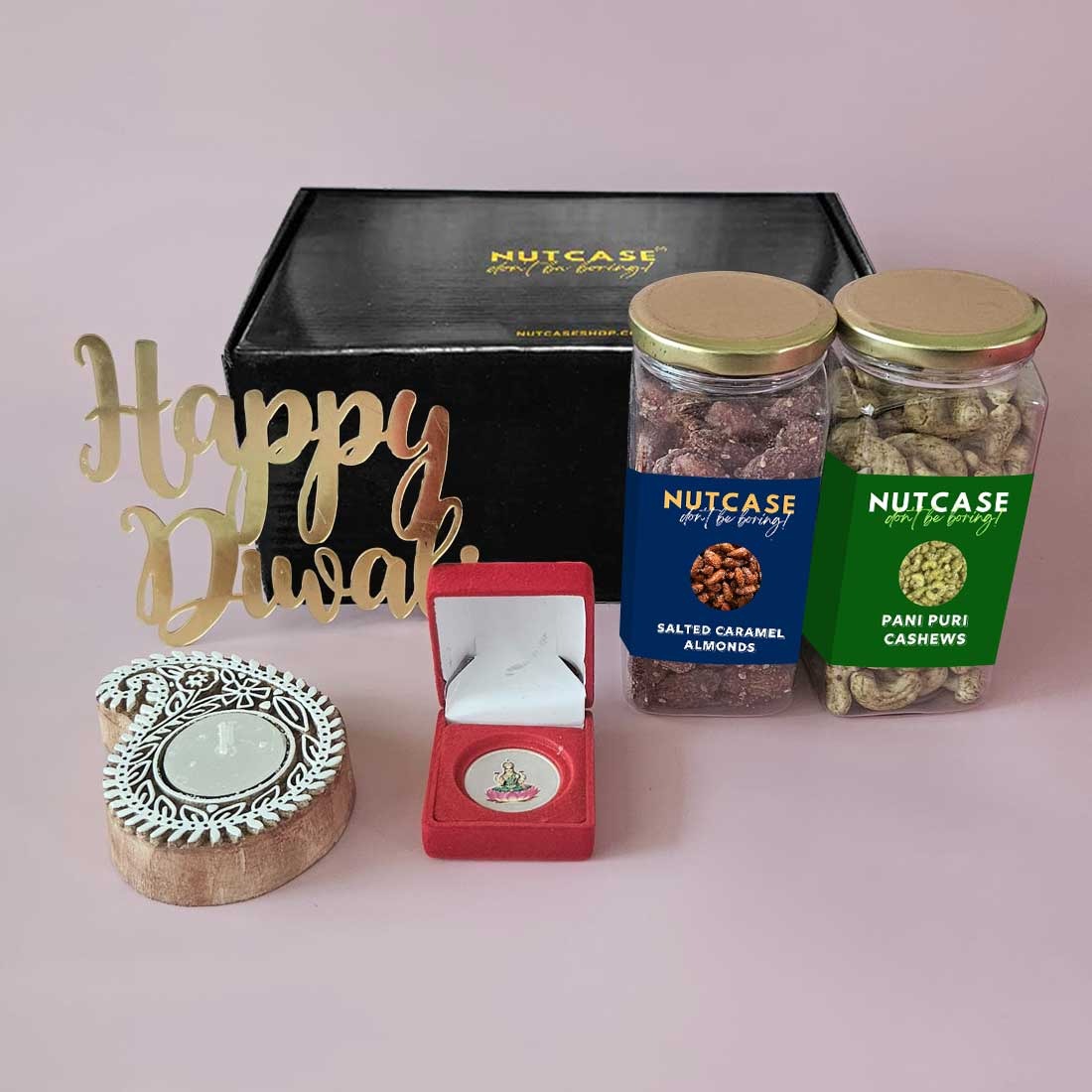 Nutcase Diwali Gift Box With Flavored Dry Fruits and Festive Candle