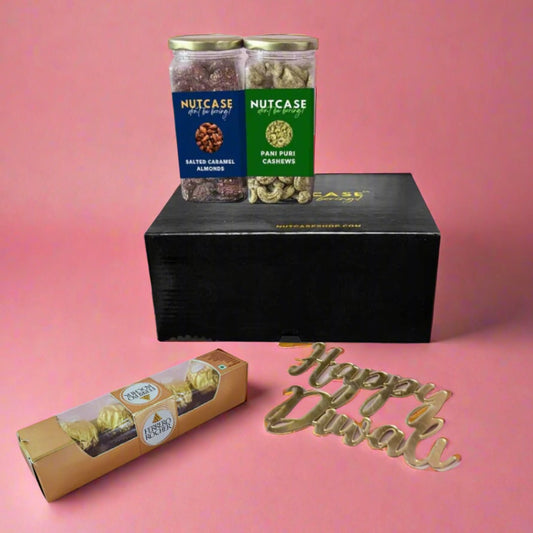 Nutcase Diwali Gift Hamper with Flavored Dry Fruits and Chocolate