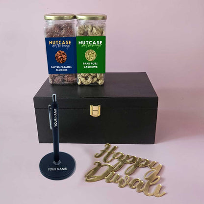 Nutcase Deepavali Gift Hamper with Flavored Dry Fruits and Magnetic Pen