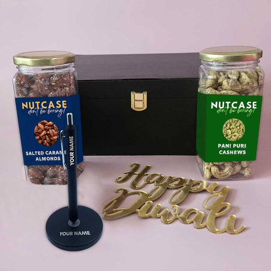 Nutcase Deepavali Gift Hamper with Flavored Dry Fruits and Magnetic Pen