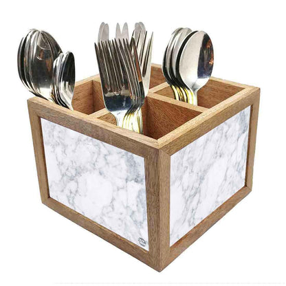 Cutlery Stand Holder for Dining Table Organizer - White Marble