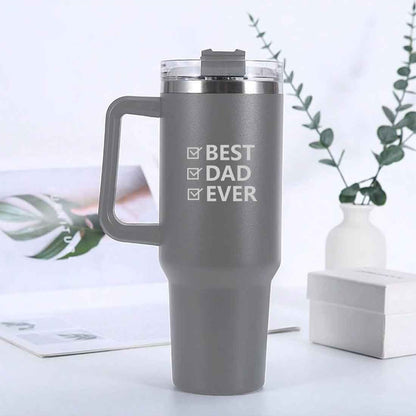 Insulated Travel Mug for Dad, 1200ml, Stainless Steel, Hot & Cold Tumbler with Lid and Straw