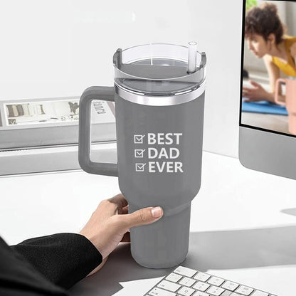 Insulated Travel Mug for Dad, 1200ml, Stainless Steel, Hot & Cold Tumbler with Lid and Straw