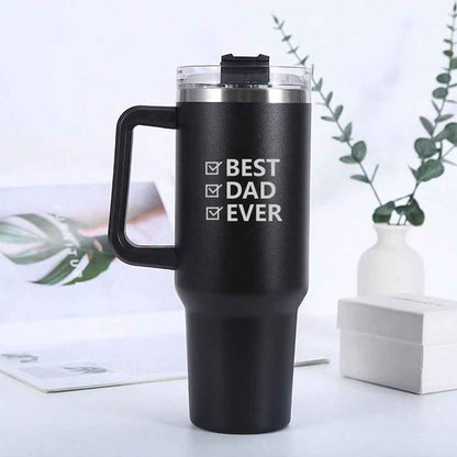 Insulated Travel Mug for Dad, 1200ml, Stainless Steel, Hot & Cold Tumbler with Lid and Straw