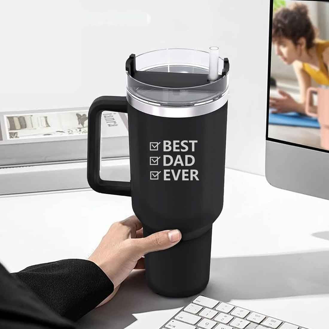 Insulated Travel Mug for Dad, 1200ml, Stainless Steel, Hot & Cold Tumbler with Lid and Straw