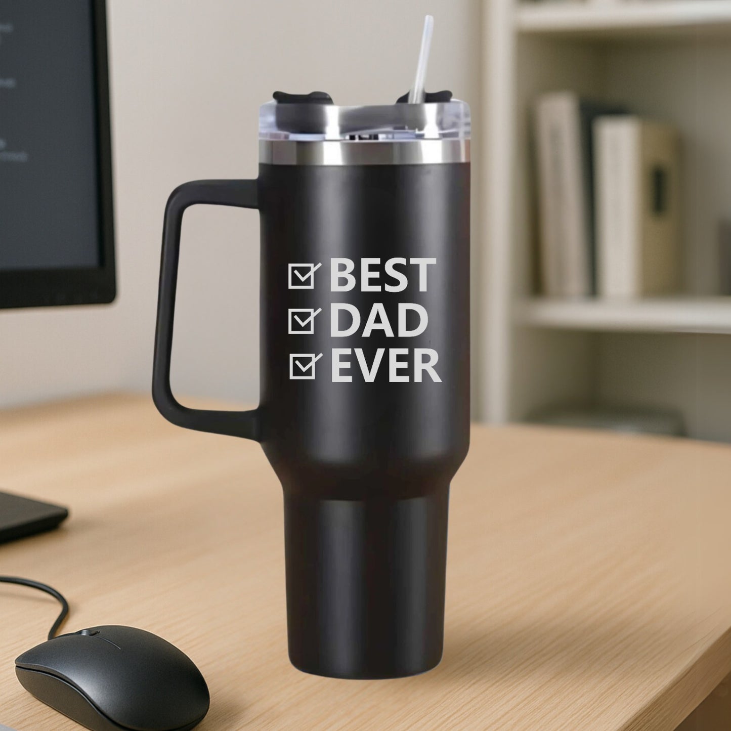 Insulated Travel Mug for Dad, 1200ml, Stainless Steel, Hot & Cold Tumbler with Lid and Straw