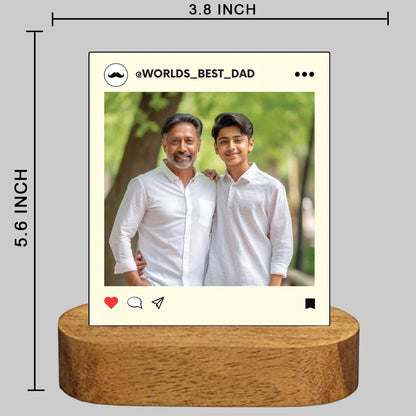 Personalized LED Photo Lamp for Father’s Day – Custom Gift with Wooden Base
