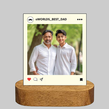 Personalized LED Photo Lamp for Father’s Day – Custom Gift with Wooden Base