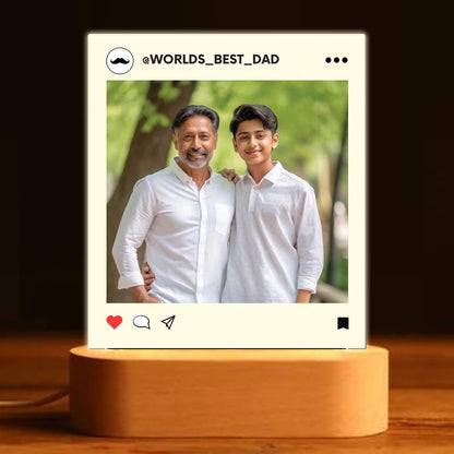 Personalized LED Photo Lamp for Father’s Day – Custom Gift with Wooden Base