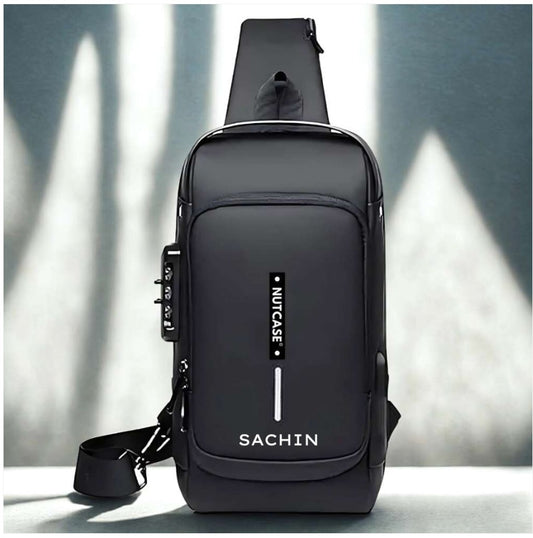 Anti-Theft Sling Bag for Men | Customized Crossbody Side Bag Waterproof Backpack with Built-in Lock & USB Charging Port