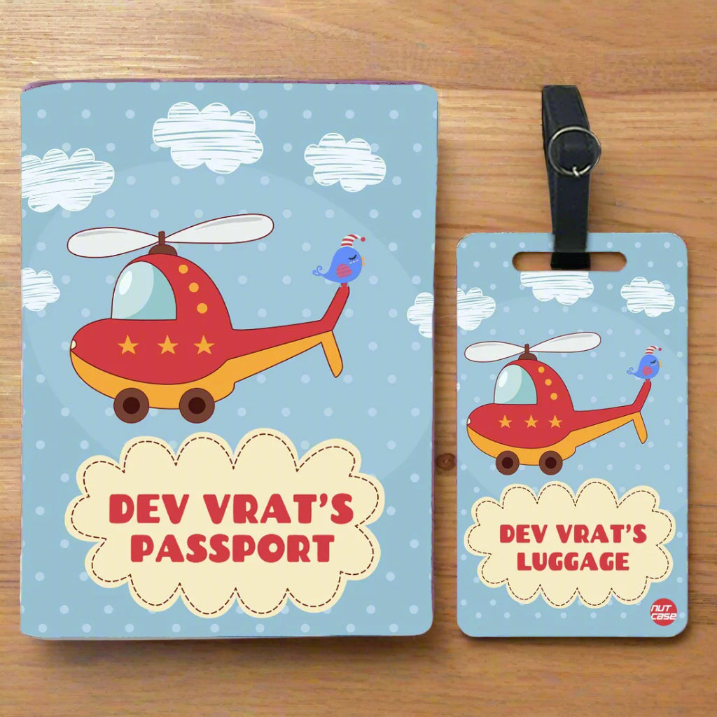 Customized Passport Cover for Kids  -Cute Helicopter
