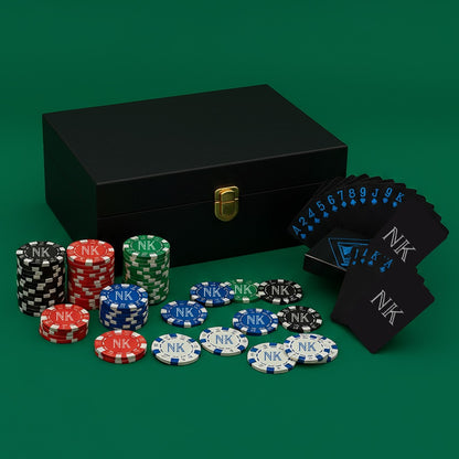 Professional Ceramic Poker - Custom Clay Poker Coin with Playing Cards Non-Tearable & Waterproof (100/200/300 in 5 Colors) - CHIPS COLORS MAY VARY