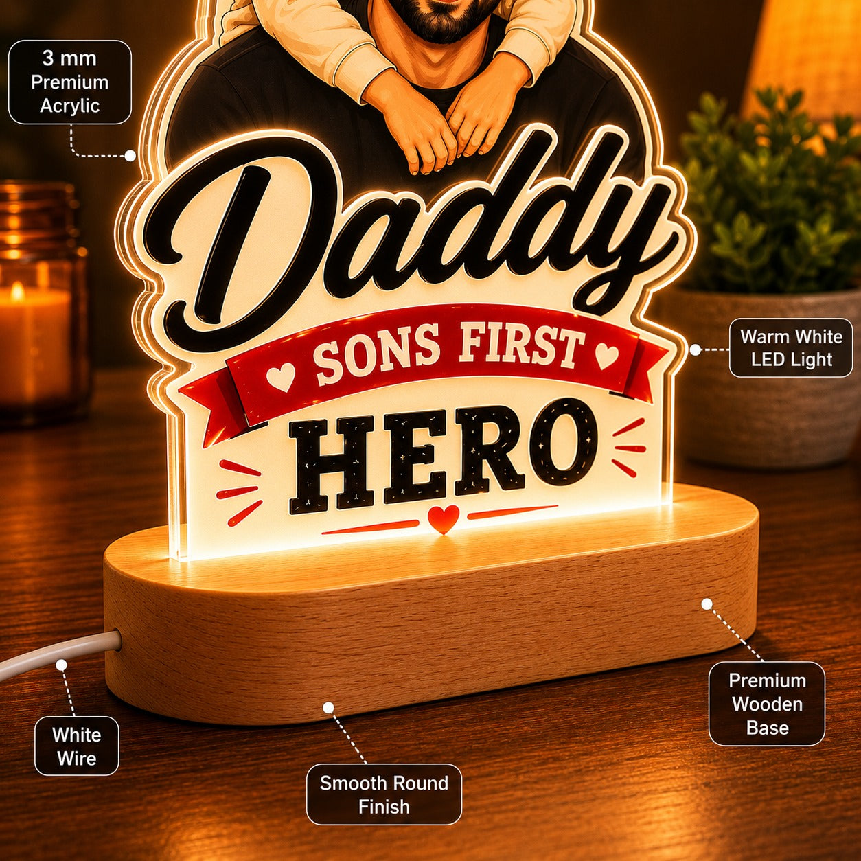 Custom Photo LED Lamp for Dad | Personalized Father's Day Gift