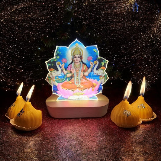 Goddess Laxmi  LED God Lamp With Modak Candles - Diwali Gifts For Employees