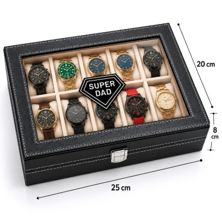 Watch Box for 10 Watches | Unique Gift for Dad