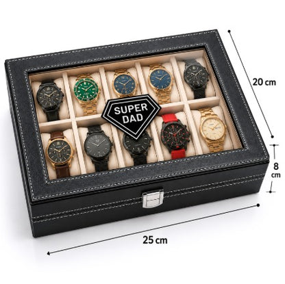 Watch Box for 10 Watches | Unique Gift for Dad