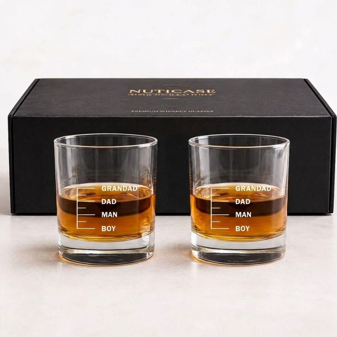 Fathers Day Presents Whiskey Glass With Measurements - Father Son