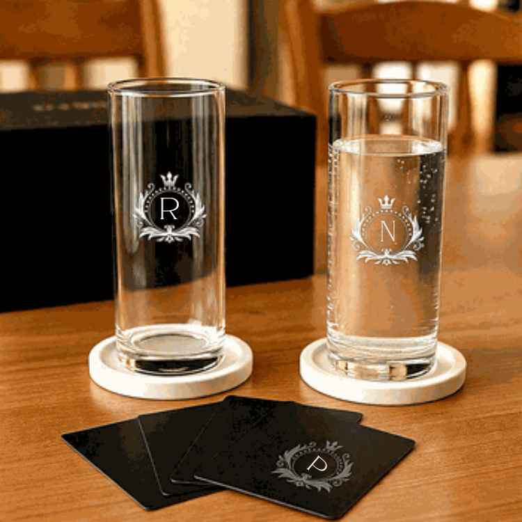 Premium Whiskey Glasses Set Diwali Gift – Personalized Glassware with Playing Cards